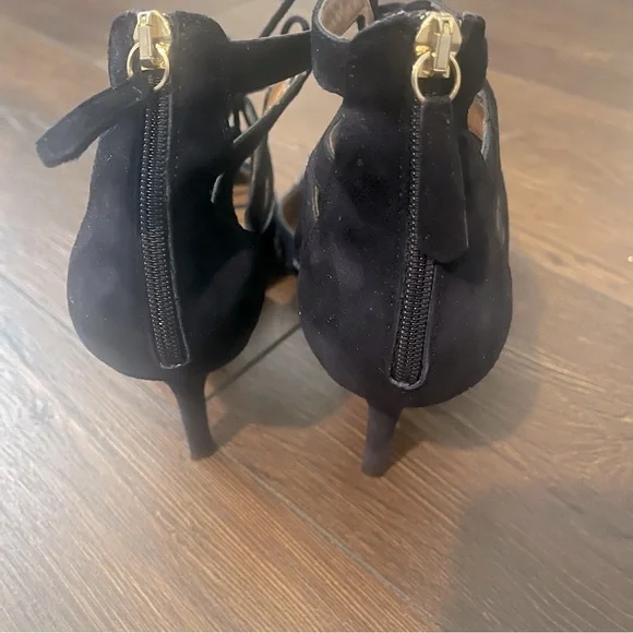 Aquazzura Firenze Suede Floral Pumps 9.5 Navy Purple - Picture 6 of 6